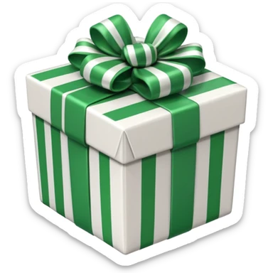 gift box with green and white stripes sticker