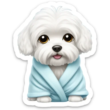 Maltese bichon in a bathrobe sticker