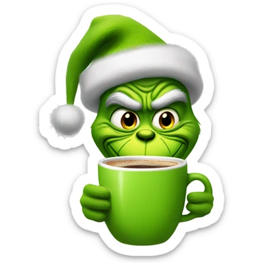 Grinch sipping coffee sticker