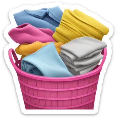 Folded laundry in a pink basket sticker