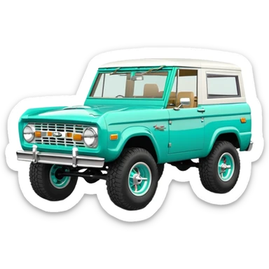 turquoise green classic ford bronco with ansen slot alminum wheels sticker