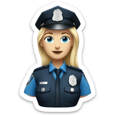 Blonde Woman with Blue eyes in Police Uniform  sticker