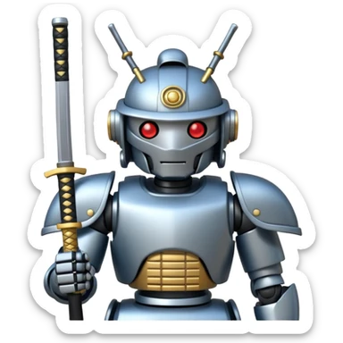 Samurai Robot with a sword in  it hand   sticker