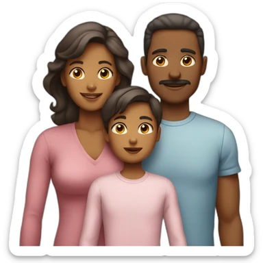 family with two boys one girl and their parents sticker