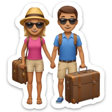 photorealistic tourists with a suitcase sticker