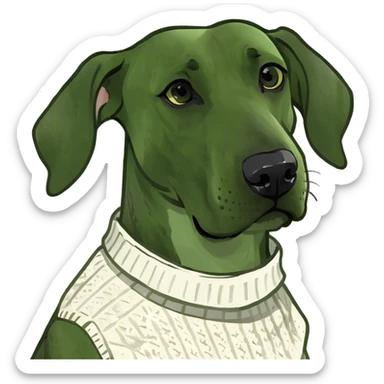  Realistic Grey Great Dane wearing a white knit sweater  sticker
