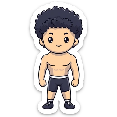 shirtless male athlete with white skin and curly black hair sticker