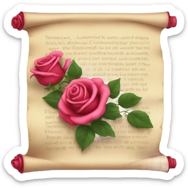 Realistic valentine poetry scroll with roses sticker