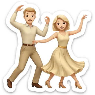 White Man and white woman dancing white sticker