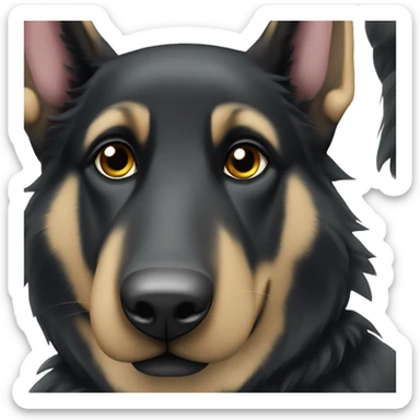 Black German shepherd dog with white paws, floppy ears sticker