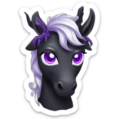 Spooky black unicorn with purple eye and white spider webs sticker