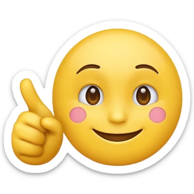 A normal smiling yellow emoji like the basic iPhone one's pointing to its head like it has a great idea sticker