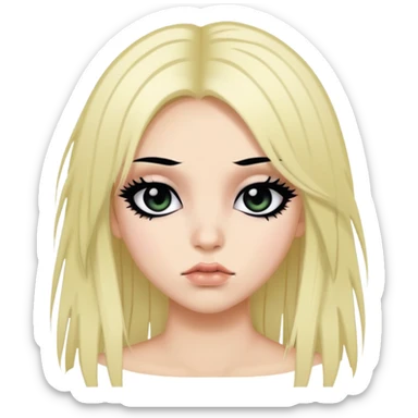 y2k emo, baddie,pretty, makeup, black eyeliner, long hair sticker