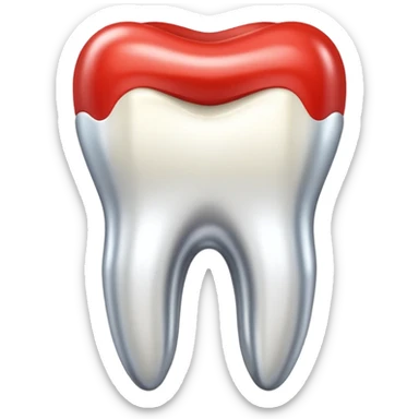 human tooth emoji, smooth chrome ceramic-metal texture, clean medical luxury aesthetic, isolated on white, no face sticker