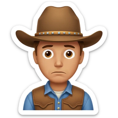 emoji of a cowboy with a worried face sticker