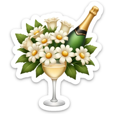 arranjos de flores num buque cor champagne e branco   sticker