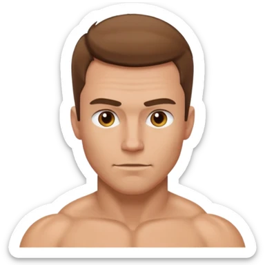 muscular white man with short brown cowlick hair sticker