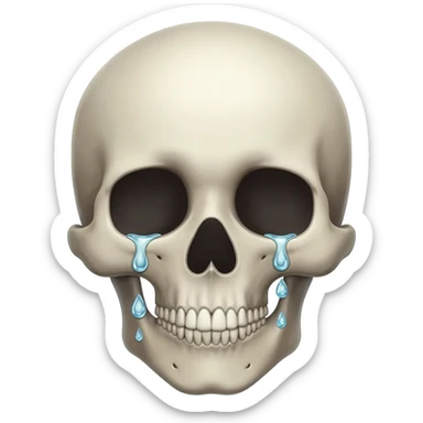 Skull crying tears shaped like heartsdown face sticker