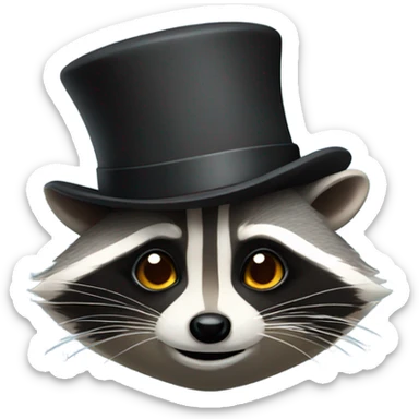 Raccoon with a top hat sticker
