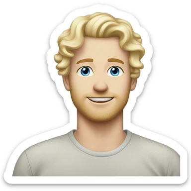 light curl blonde 30yo man blue eyed pale skin sticker