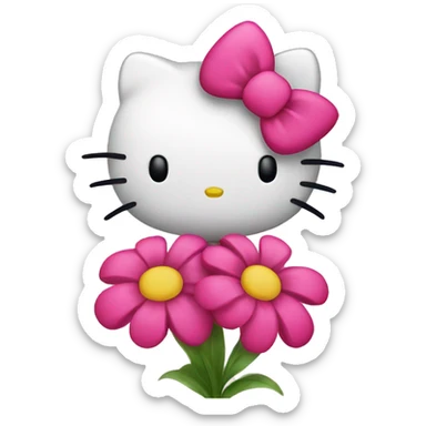 Hello kitty on flower  sticker