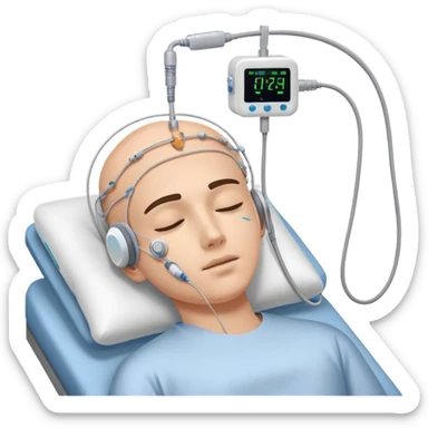 polysomnography sleep test with electrodes attached to head sticker