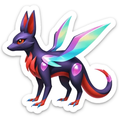  Shiny Colorful Iridescent Nargacuga-Latias-Umbreon-Noivern-Pokémon-Fakémon-fusion (full body) sticker
