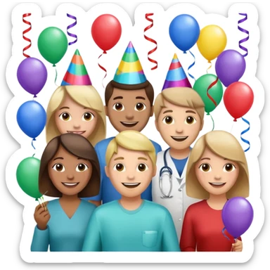 Create Happy & celebrating team faces for a hospital sticker