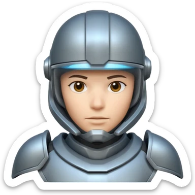 futuristic armored soldier portrait, head and shoulders only, helmet visor, sci-fi armor details, 3D cartoon, mobile game icon style, clean background, no text, no watermark

 sticker