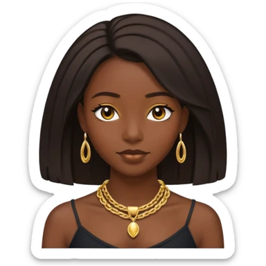 A pretty darkskin black girl with 4c type shoulder length hair  sticker