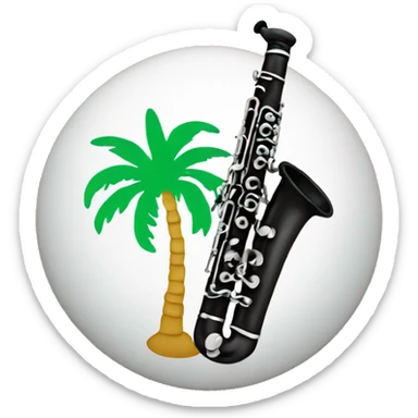A clarinet with a palm tree engraving sticker