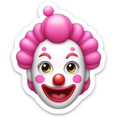 pink kawaii clown sticker