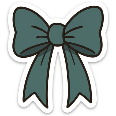dark teal bow in flat toon style sticker