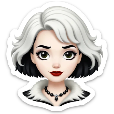 Cruella de Vil with black and white hair sticker