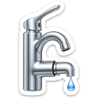 a faucet with a water droplet at the end sticker