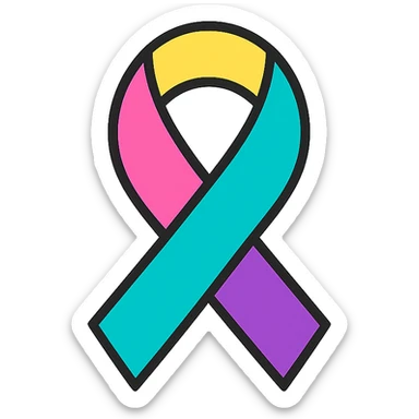 colorful ribbon in lineal color icon style with black outlines sticker