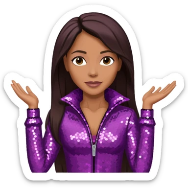 Jada Pinkett Smith with long dark brown hair, mauve sequin outfit sticker