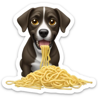 Dog eating noodles sticker