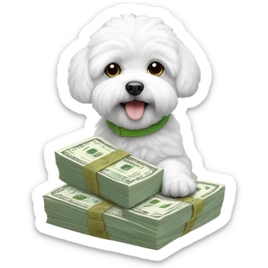 Maltese Bichon buying with money  sticker