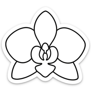 hand-drawn outline style orchid flower icon sticker