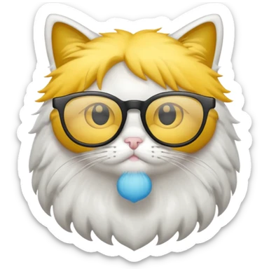 chat blanc à lunette opaque sticker