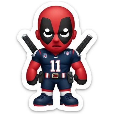 Deadpool wearing patriots jersey sticker