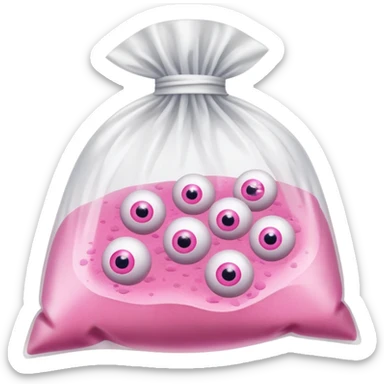 Clear Plastic bag with pink powder with eyeballs sticker
