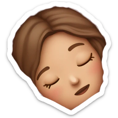 White Girl brown hair sleeping cozy in folded pink blanket  sticker