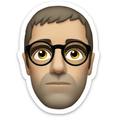 Liam Gallagher with circle tinted glasses on sticker