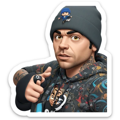 boy with beanie and tattoo sticker