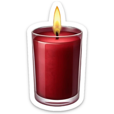 Dark red velvet candle in a glass sticker