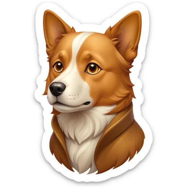 Cinematic Noble Domestic Dog Portrait Emoji, Poised and dignified, with a well-proportioned build and a neatly groomed coat of warm, inviting tones, expressive eyes radiating loyalty and wisdom, Simplified yet sharp and sophisticated features, highly detailed, glowing with a soft, dignified glow, high shine, intelligent and steadfast, stylized with an air of understated charm, focused and attentive, soft glowing outline, capturing the essence of a watchful and confident domestic dog that feels as though it could step out of the screen with effortless authority! sticker