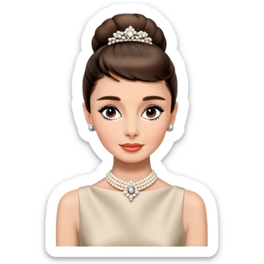 Audrey Hepburn portrait with classic updo hairstyle and elegant look sticker