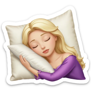 sleeping beauty blonde white girl with a silk pillow sticker
